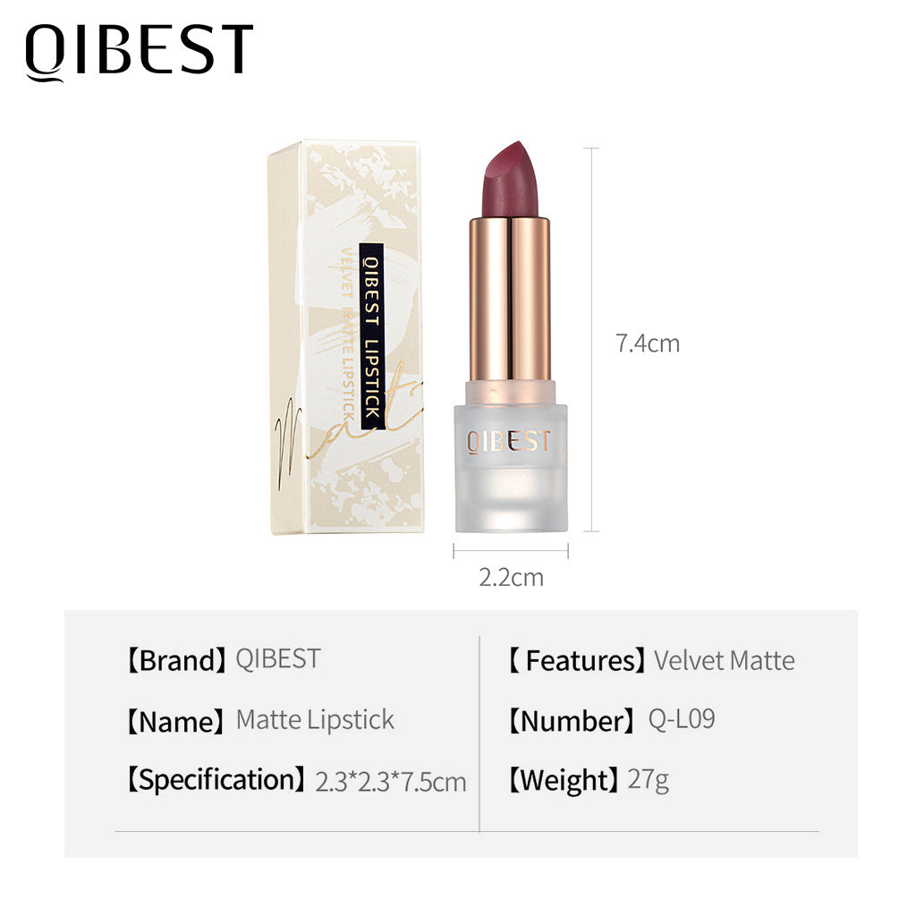 QIBEST Lipstick Velvet Matte Lipstick Not Easy To Fade Easy To Color Matte Lipstick