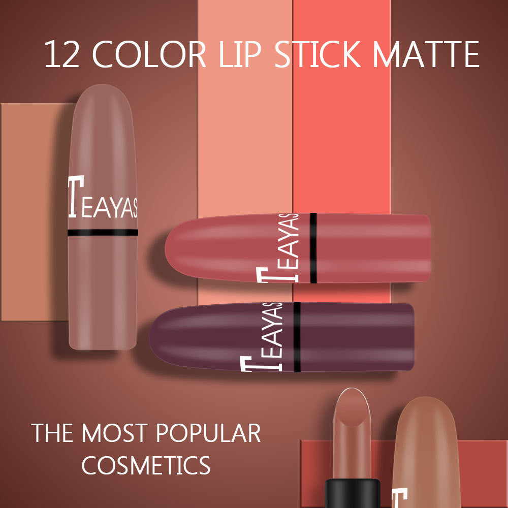 Matte Lipstick Bean Paste Plum Color Sexy Red Nude Beige Brown Red Bullet Lipstick