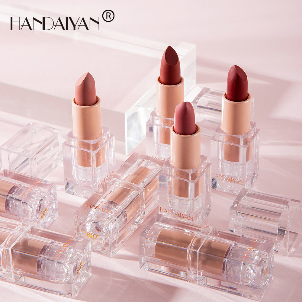 HANDAIYAN Matte Lipstick 12 Color Lipstick Not Easy To Fade Nude Pink Lipstick
