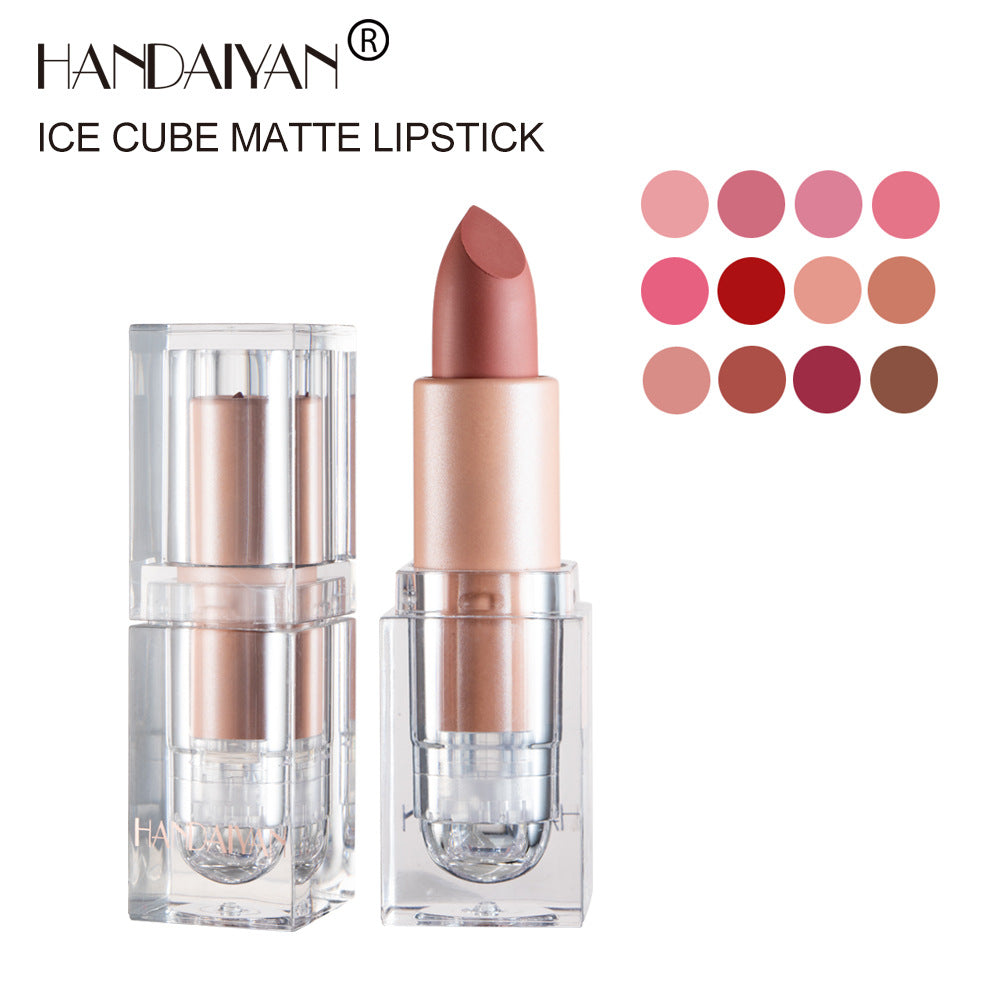 HANDAIYAN Matte Lipstick 12 Color Lipstick Not Easy To Fade Nude Pink Lipstick