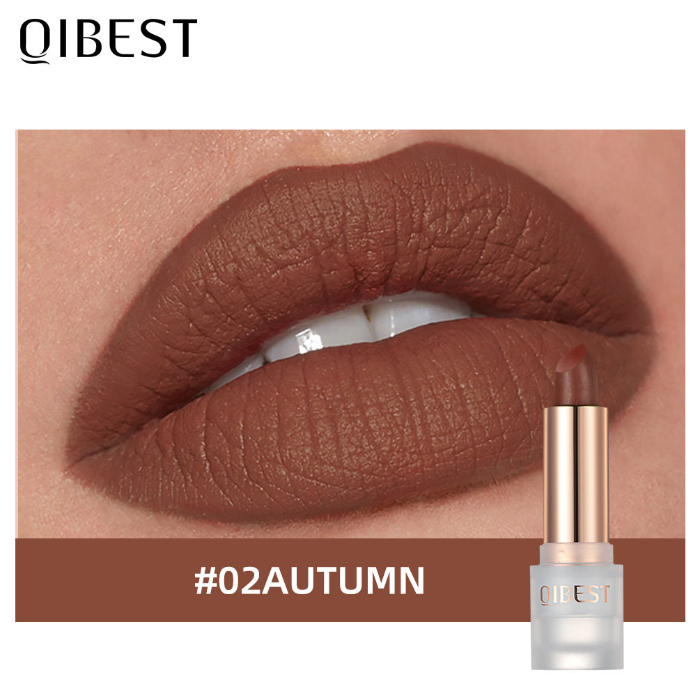 QIBEST Lipstick Velvet Matte Lipstick Not Easy To Fade Easy To Color Matte Lipstick
