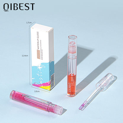 ליפ גלוס מבריק QIBEST, ליפ גלייז בגימור מראה, מעניק לחות, עמיד לאורך זמן, ליפ גלוס שקוף בגימור מים מבריק