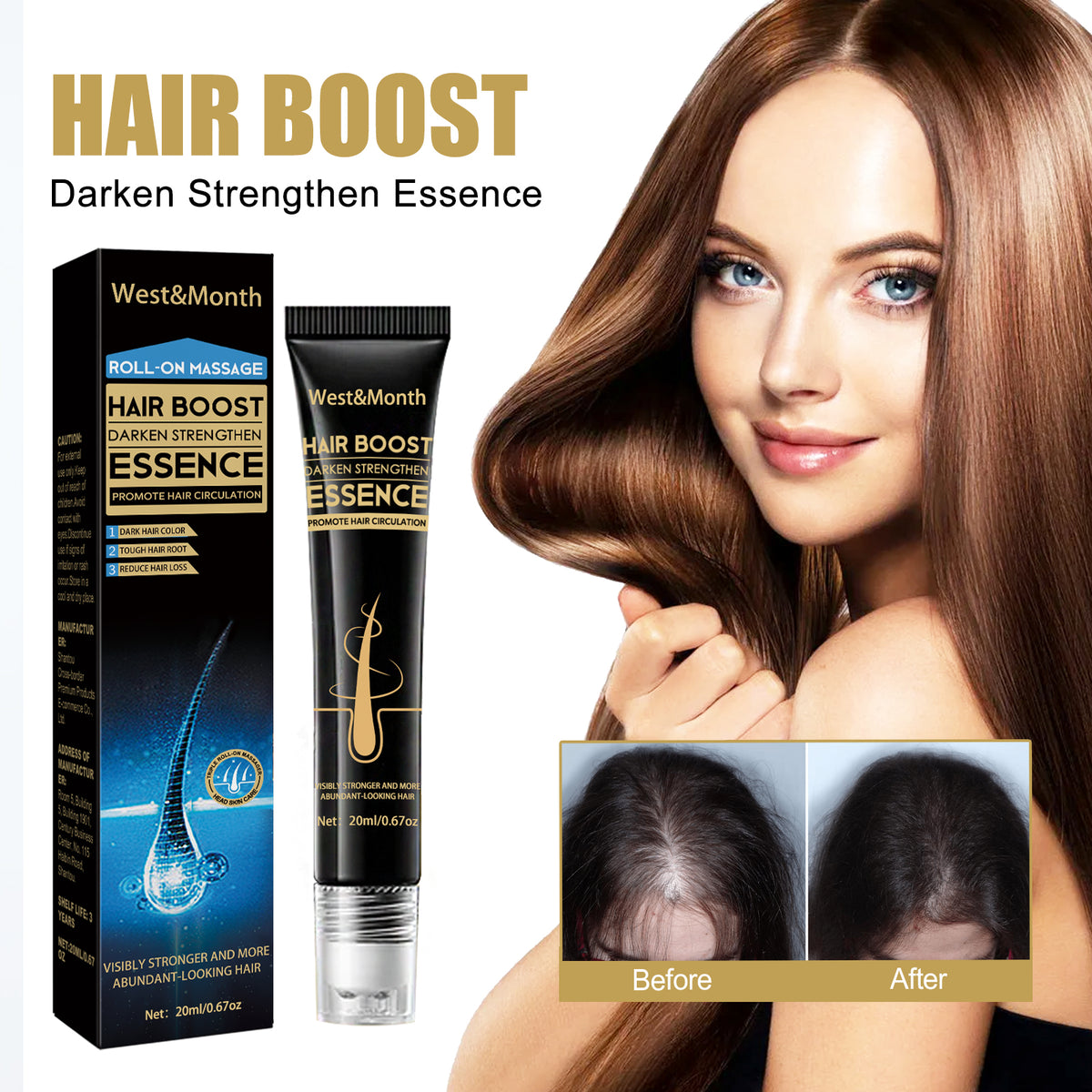Hair Boost Darken Strengthen Essence Scalp Massage Moisturizing Hair 