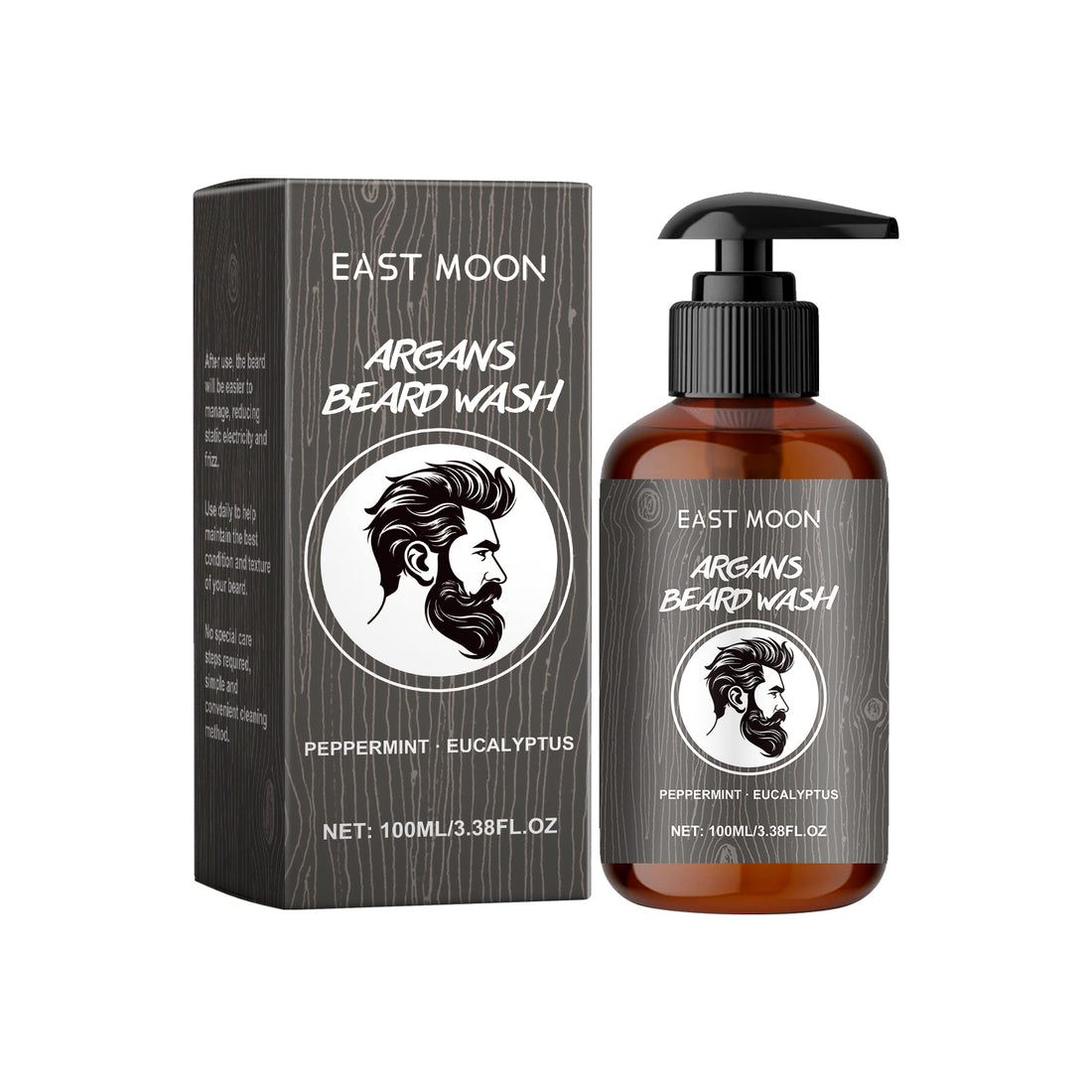 שמפו לזקן East Moon לגברים, מנקה ומעניק לחות, לריכוך השיער ולגילוח עדין ונקי