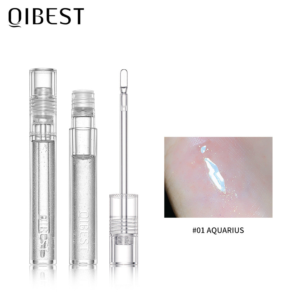 ליפ גלוס מבריק QIBEST, ליפ גלייז בגימור מראה, מעניק לחות, עמיד לאורך זמן, ליפ גלוס שקוף בגימור מים מבריק