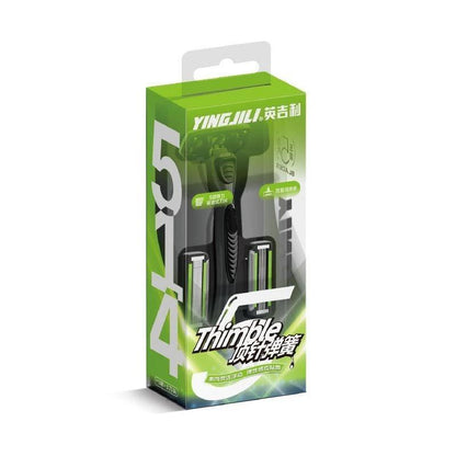 English manual safety razor for men with 5-blade system, classic non-electric shaving set with foam and shaving cream