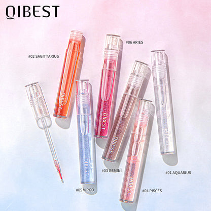 ליפ גלוס מבריק QIBEST, ליפ גלייז בגימור מראה, מעניק לחות, עמיד לאורך זמן, ליפ גלוס שקוף בגימור מים מבריק