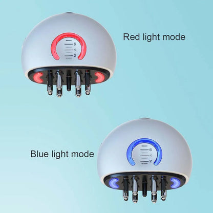 מסרק עיסוי לקרקפת עם תאורת LED, מיכל לנוזל לעידוד צמיחת שיער ומתקן לפיזור שמנים אתריים, לטיפוח השיער, לנשים ולגברים