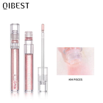 ליפ גלוס מבריק QIBEST, ליפ גלייז בגימור מראה, מעניק לחות, עמיד לאורך זמן, ליפ גלוס שקוף בגימור מים מבריק