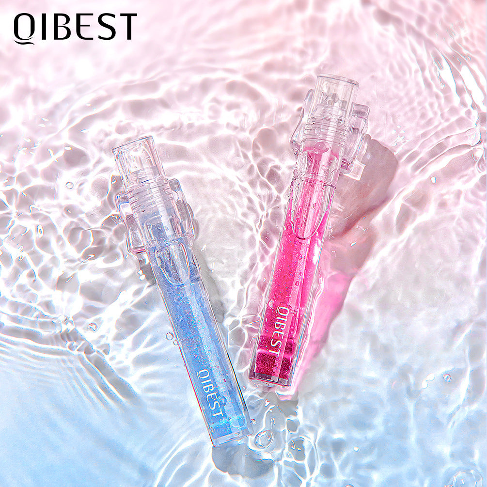 ליפ גלוס מבריק QIBEST, ליפ גלייז בגימור מראה, מעניק לחות, עמיד לאורך זמן, ליפ גלוס שקוף בגימור מים מבריק
