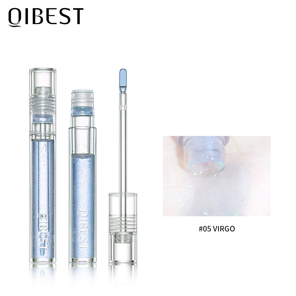 ליפ גלוס מבריק QIBEST, ליפ גלייז בגימור מראה, מעניק לחות, עמיד לאורך זמן, ליפ גלוס שקוף בגימור מים מבריק
