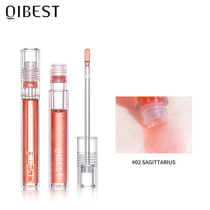 ליפ גלוס מבריק QIBEST, ליפ גלייז בגימור מראה, מעניק לחות, עמיד לאורך זמן, ליפ גלוס שקוף בגימור מים מבריק