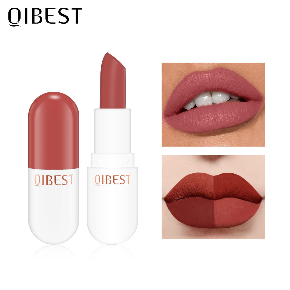 QIBEST Mini Capsule Lipstick Velvet Matte Lipstick Long Lasting Waterproof Pill Lipstick