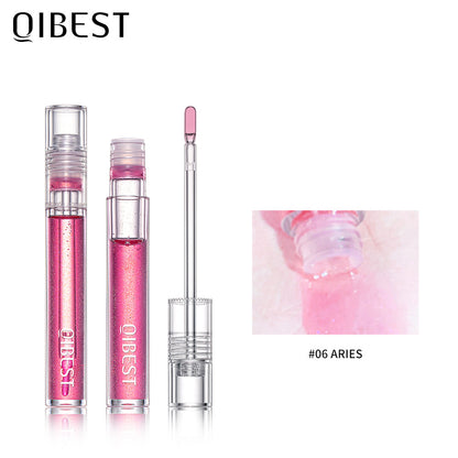 ליפ גלוס מבריק QIBEST, ליפ גלייז בגימור מראה, מעניק לחות, עמיד לאורך זמן, ליפ גלוס שקוף בגימור מים מבריק
