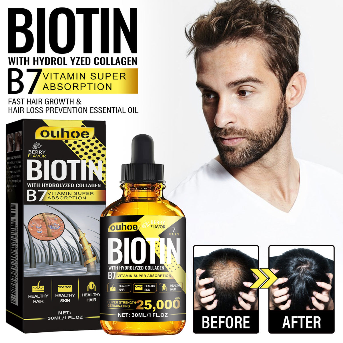 Collagen B7 Vitamin Hair Care Essential Oil Nourishes Hair 